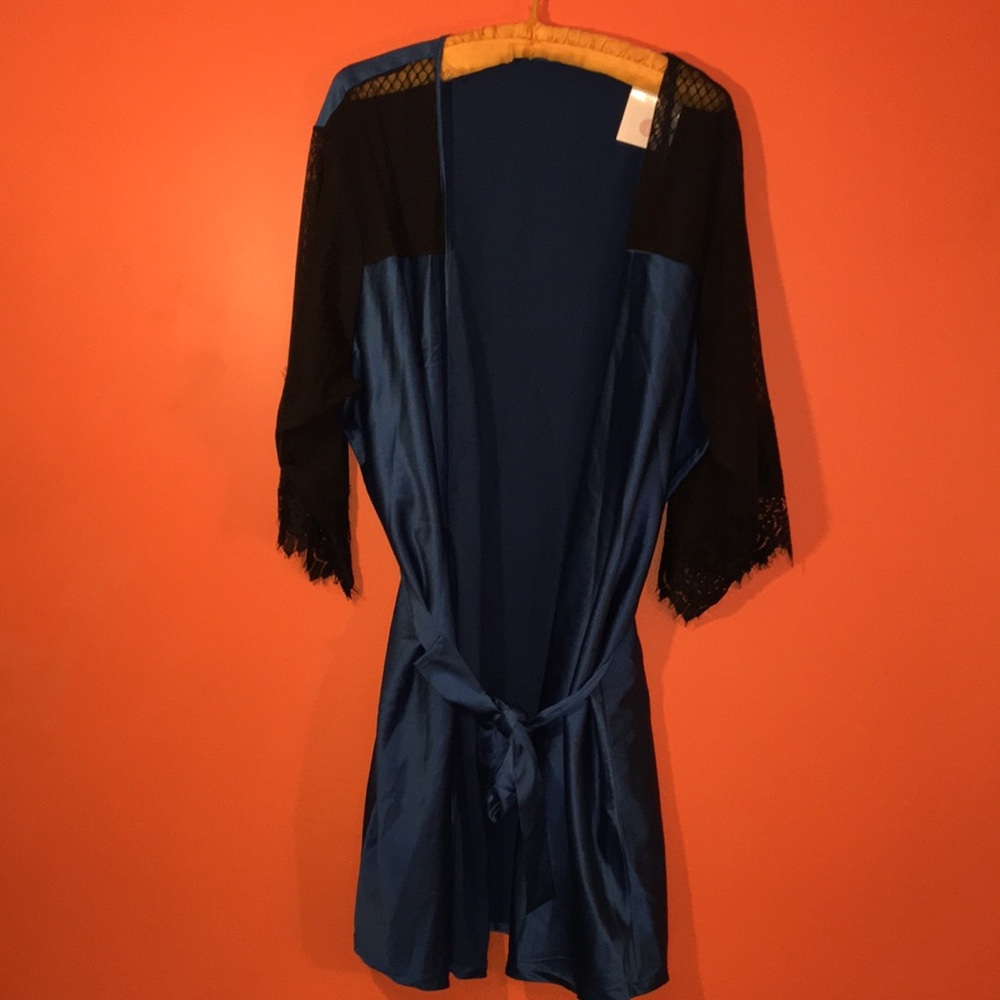 Teal Blue and Black Women's Robe & Chemise Lounge Set Woman’s Size 3X Plus Size - Picture 15 of 16